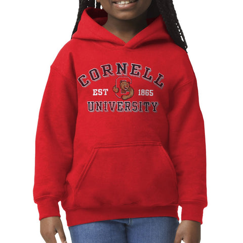 Cornell University Youth Hooded Sweatshirt (Red)